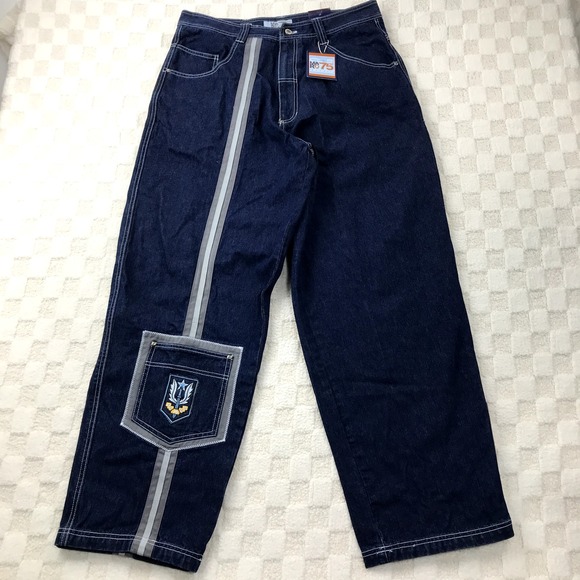 Vintage Y2K Marq75 Jeans Mens 36x32 Blue Denim Baggy Loose Hip Hop Deadstock NEW